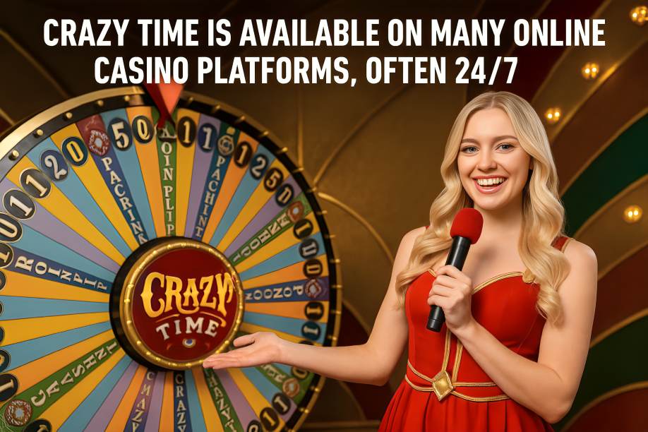 Crazy Time is available on many online casino platforms, often 24/7